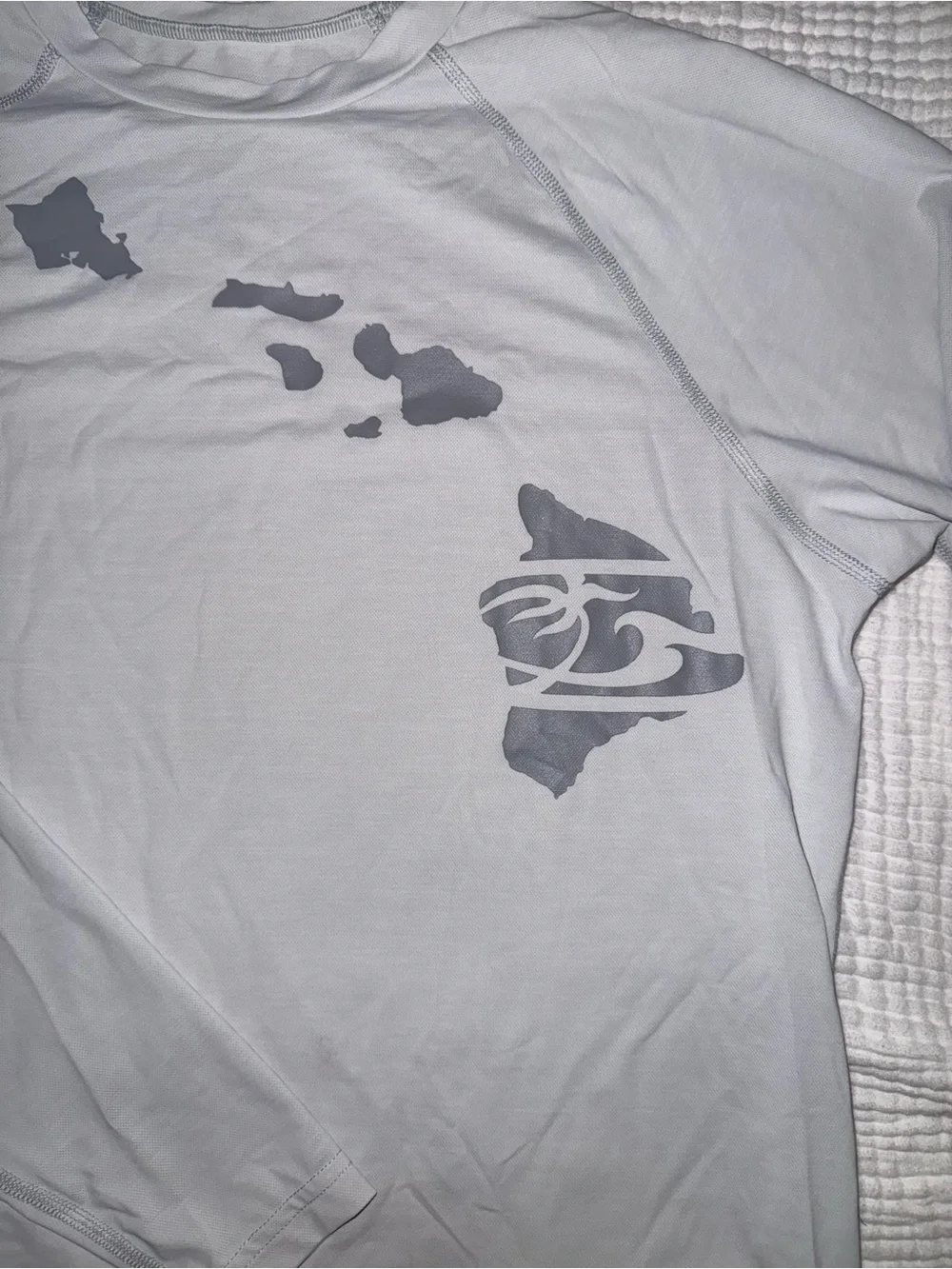 Men's Long-Sleeve Rash Guard - Gray Hawaiian Map Print